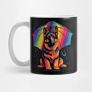 German Shepherd Rainy Day With Umbrella Mug